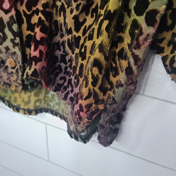 Kay Chapman Blouse Leopard Print Ombre Rainbow Burnout Velvet Small Art to Wear - Picture 7 of 14